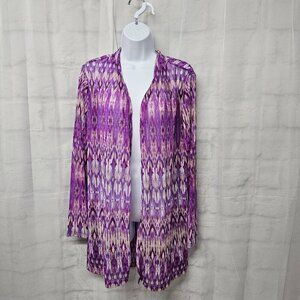 Susan Graver Purple Kaleidoscope Kimono Bohemian Sheer Retro Hippie Festival MP